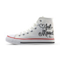Teniși de nuntă pictați manual – Just Married Tall White