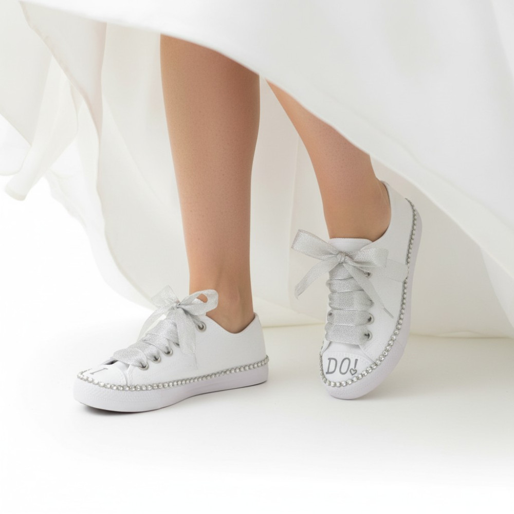 Teniși de nuntă cu strasuri – I Do White C