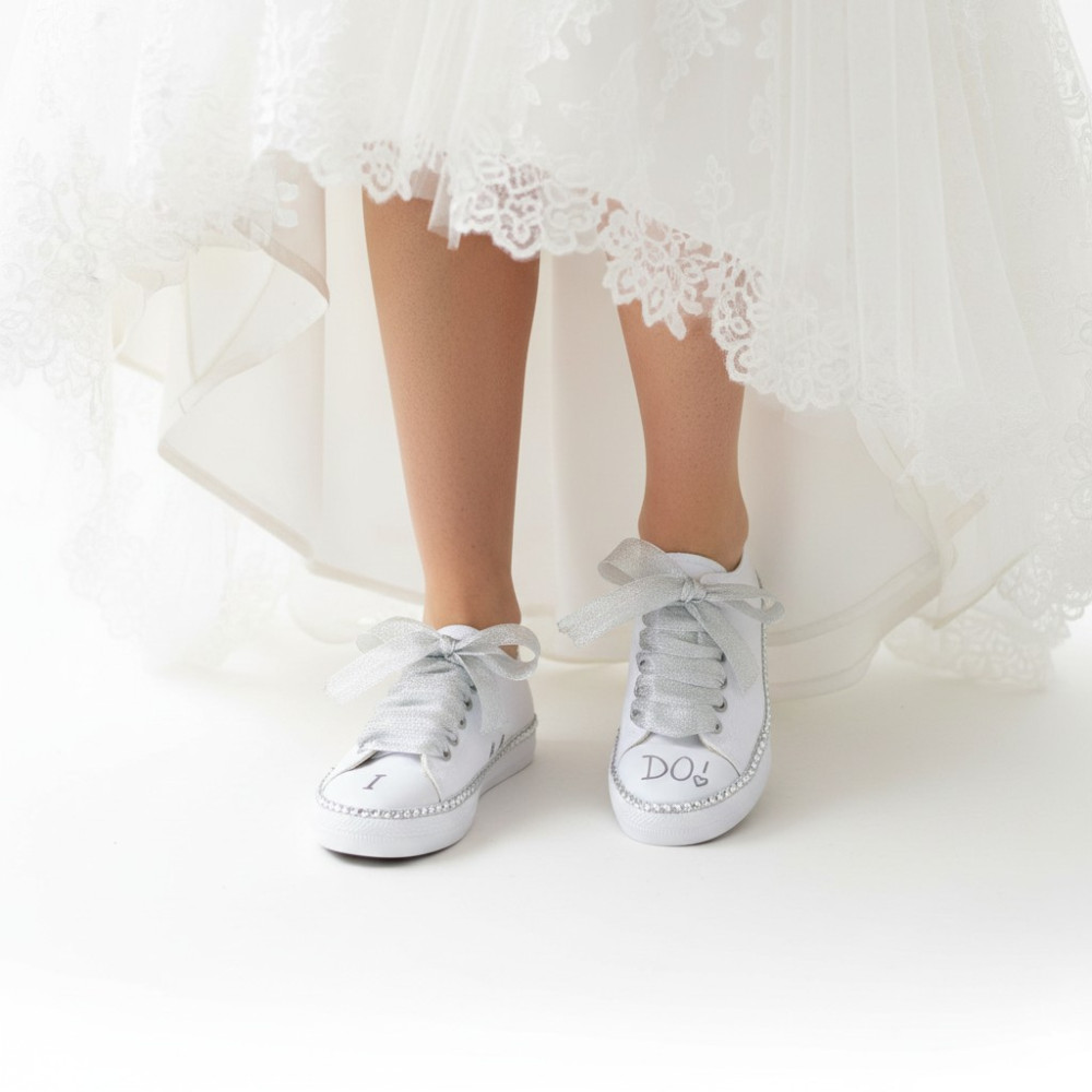 Teniși de nuntă cu strasuri – I Do White A