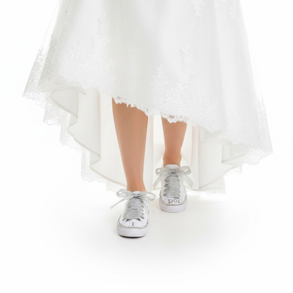 Teniși de nuntă cu strasuri – I Do White A